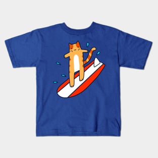 Surfing Tabby Cat Kids T-Shirt